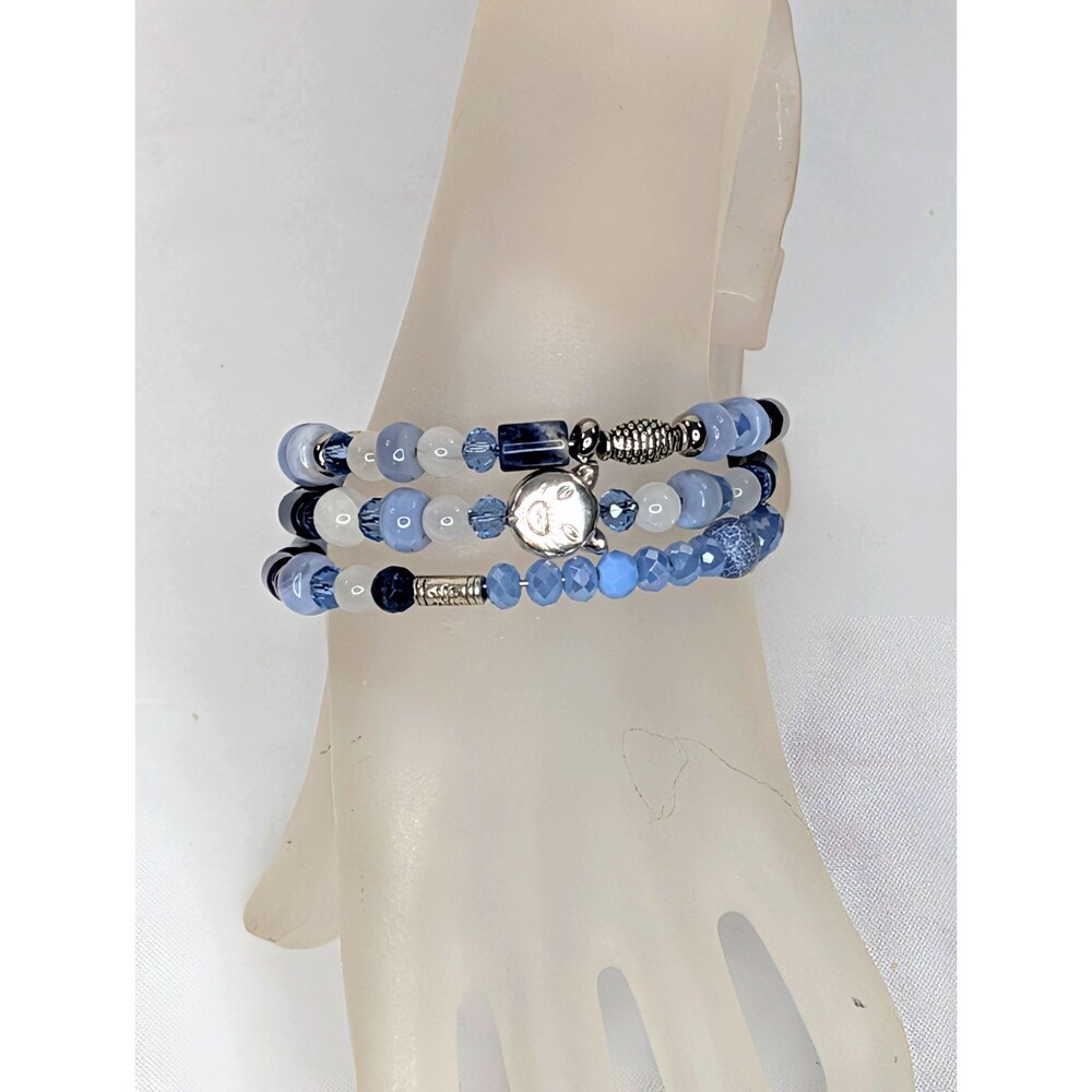 Adjustable Bracelet Set - Mixed Blue Gemstones & Silver - Picture 7 of 12
